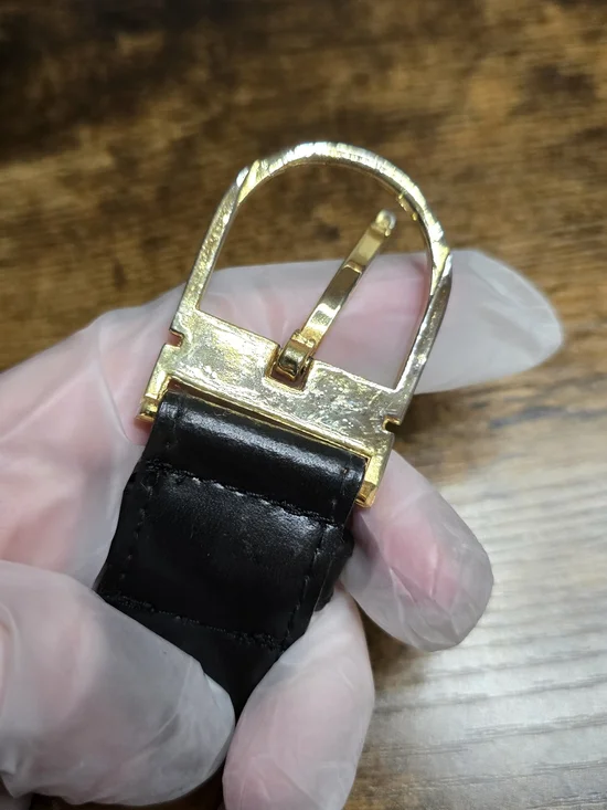 Dior Black Leather Men's Belt with Gold Buckle - Picture 15 of 16